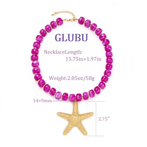 Chunky Beaded Starfish Shell Necklace for Women Colorful Boho Summer Chain Choker Beach Necklace with Acrylic Beads Trendy Chunky Jewelry Gifts - color: XL005D1