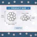 ANCIRS 1200pcs 7mm Spacer Beads Caps for Jewelry Making, Metal Flower Filigree Bead Caps for Bracelet Necklace- Silver - color: Silver