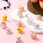 Civaner 50 Pcs Resin Charms for Jewelry Making, Cute Mushroom Bee Duck Cow Chicken Swan Rabbit Pig Farm Animal Pendants for DIY Bracelets Necklaces - style: Cute Style