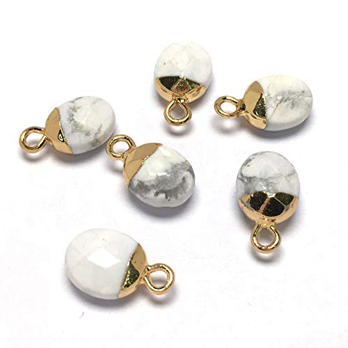 LE SKY 10 Pcs Natural Stone Pendants Mix Random Color Natural Semi Precious Stone Pendants Charms for Jewelry Making Jade Turquoise Agate Crystal Quartz Beads Bracelet Necklace Jewelry Findings