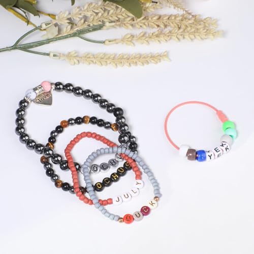 Yochus 1000pcs Black Round Acrylic Number Beads 4x7mm White Figure 0-9" Beads for Jewelry Making and DIY Bracelets, Necklaces, Key Chains - color: Black/White Number, size: 4x7mm