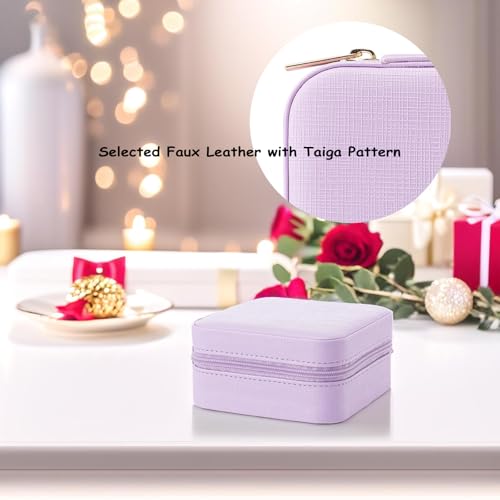 Vlando Small Faux Leather Travel Jewelry Box Organizer Display Storage Case for Rings Earrings Necklace, Purple - color: Purple