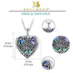 SOULMEET Personalized Silver Locket Necklace That Holds Pictures Photo Keep Someone Near to You, Memorial Custom Lockets Necklaces Letters Engraving for His Her - color: D2-Abalone tree-Black, style: Locket+Custom Photo