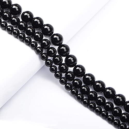 AD Beads Natural Gemstone Round Loose Beads 15" for Bracelet Necklace Earrings Jwelery Making Crafts DIY (4mm, Black Onyx) - color: Black Onyx, size: 4mm