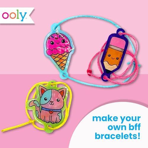 Ooly 24 PC DIY Shrinking Art Kit for Kids, 20 Plastic Pre Cut Charms and More, No Mess Creative Activity Bracelet Making Kit - BFF - color: BFF Bracelet Kit