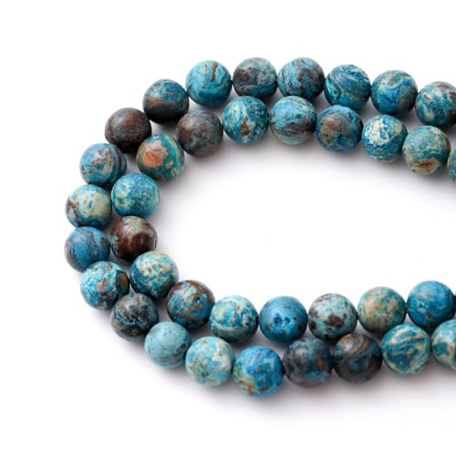 6mm 60pcs DIY Natural Blue Pattern Agate Stone Beads Round Healing Crystal Gemstone Loose Beads for Jewelry Making Handmade Bracelet Necklace - color: Blue Pattern Agate, size: 6mm