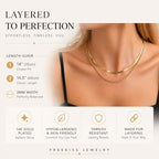 Freekiss Women's Layered Necklace Set - 3 Piece Dainty Gold Jewelry for Everyday Stacking | 14K Gold Plated Snake Chain, Rope Chain, Cuban Chain | Adjustable Length 14-18.5 Inch | Gift Ready - color: Gold, style: Layer 3mm Snake+Rope Chain