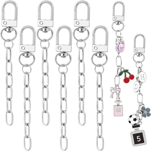 Hzopcw 6pcs Keychain Making Kit, Silver Key Ring Swivel Snap Hook Chains, Alloy Extender Keychain Bag Charm Kits for DIY Crafts Jewelry Making Handbag Purses- A Style - color: Silver-6pcs-A Style