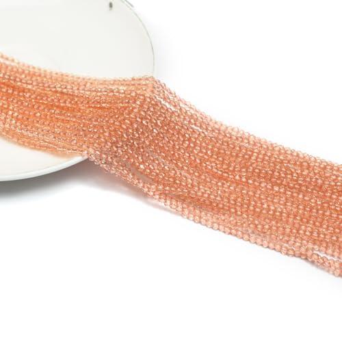 10 Strands Spinel Beads Artificial Faceted Small Round Loose Beads 3mm 15 inch for Jewelry Making Charms Necklace Bracelet - color: Orange