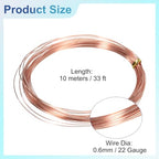 uxcell Copper Wire 99.99% Pure 23 Gauge 0.6mm 10m/33ft Tarnish Resistant | Jewelry Wire Copper Soft Craft for Jewelry Making Beading DIY Crafts Supplies - size: 23 Gauge 0.6mm