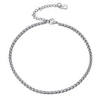 U7 Women Girls Barefoot Jewelry 18K Gold or Rose Gold Stainless Steel Heart/Rope/Figaro/Cuban Chain Anklet Foot Bracelet, 25-30 CM Long - color: Stainless Steel-3mm-Wheat Chain