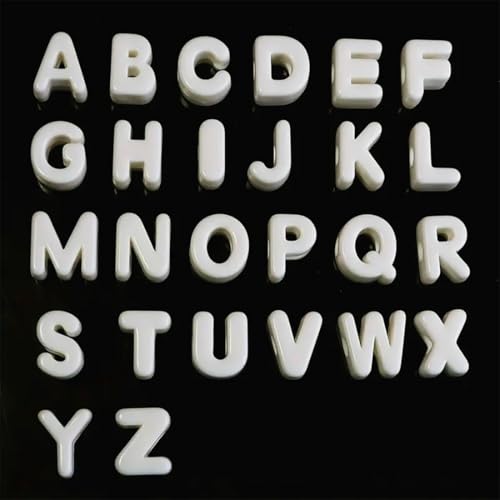 52Pcs A to Z Large Letter Beads White Alphabet Shaped Beads with Large Hole Acrylic Opaque 26 Capital Letters Chunky Initial Alphabet Loose Spacer for Jewelry Making Keychains Phone Chains - style: Style 5