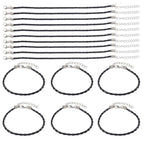 40Pcs Bracelet Cords with Clasp Bracelet Cord Bulk Black 3mm Braided Imitation Leather Lace Plaited Trendy Iron Clasp Extended Chains Ropes Accessory for Jewelry Making Bracelets DIY Crafts