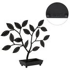 MyGift Jewelry Tree w/Bird Nest 48 pair Earrings Holder, Bracelets/Necklace Organizer Stand (Black Metal) - color: Black Metal