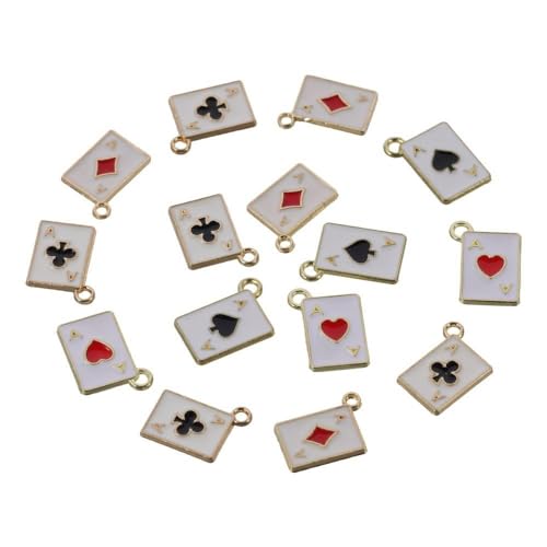 80Pcs Enamel blocks plum blossoms spades hearts Poker Card Charms Gold Alloy Card Pendants for DIY Keychains Necklace Bracelet Earring Jewelry Making Craft Ornament