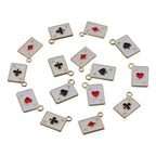 80Pcs Enamel blocks plum blossoms spades hearts Poker Card Charms Gold Alloy Card Pendants for DIY Keychains Necklace Bracelet Earring Jewelry Making Craft Ornament