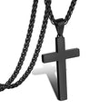 P. BLAKE Stainless Steel Cross Pendant Necklace for Men Boys, Christian Cross Pendant with 16-24 Inches Chain Cross Necklace Jewelry Gifts - size: 24 inches, style: Black Pendant 1.7*0.9