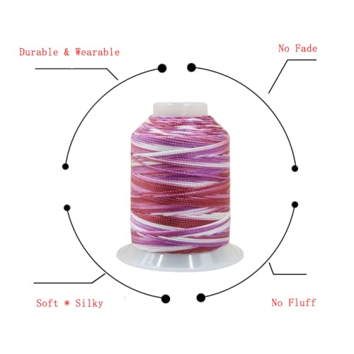 0.8mm Segment Dyed Twisted Silk Cord Trim 3-Ply Twine Thread Braided Polyester String for DIY Crafts,Macrame, Pendants,Jewelry,Friendship Bracelets,Necklaces 270 Yards（Purple） - color: Purple
