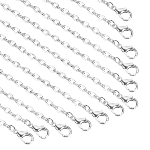 HARFINGTON 20 Pack 18 Inch Necklace Chains Bulk 3.2mm Silver Plated Cable Chains with Lobster Clasps for Jewelry Making - color: Silver, size: 18 Inch x 3.2mm