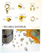 1200 Pcs Crimp Beads Kit for Jewelry Making, Including Crimp Beads, Covers, Tubes, Wire Guardians, Lobster Clasps, Jump Rings, Crimping Pliers and Beading Wire