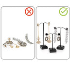 Coloch 18 Pcs Metal Earring Holder, Black T Bar Earring Display with 3 Heights Hoop Earring Display Stand with Acrylic Base Earring Showroom and Tradeshow Showcase Displays for Selling, Shows