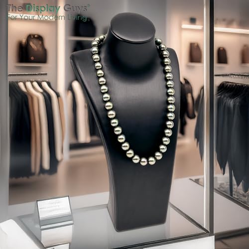 10" Jewelry Necklace Display Stand for Vendors - Mannequin Bust Chain Holder - Satin-Finish Faux Leather - Medium (Black) - color: Black, size: 10" - Medium