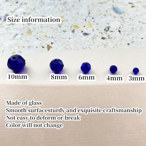 Crystal Glass Beads 50 Pieces 10mm Round Faceted Glass Spacer Beads for Jewelry Making Bracelet Earring Necklace DIY Craft Supplies(Deep Blue) - color: Deep Blue, size: 10mm
