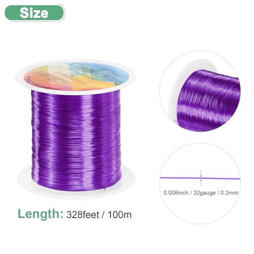 M METERXITY 0.2mm Jewelry Wire, 32 Gauge 328FT Craft Wire Copper Beading Wire for Jewelry Making/Planting/Weaving/DIY Crafting, Soft Metal Wires [100M, Purple] - color: Purple, size: 0.2mm 32 Gauge