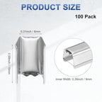 M METERXITY 100-Pack Fold Over Crimp End Caps, 0.6 x 0.3in/ 15 x 8mm Crimp Fasteners Ribbon Ends with Clamps for Jewelry Making/Leather Decor/DIY/Bracelets, Belt Buckle End Tip [Silver] - size: 0.6 x 0.3in/15 x 8mm