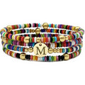 Set of 4 Colorful Bead Initial Bracelets, Personalized Stackable Jewelry, Adjustable Stretchy Charm Bracelets for Women, Beaded Bracelet Set, Trendy Custom Jewelry Gift - style: Colorful Bead - M