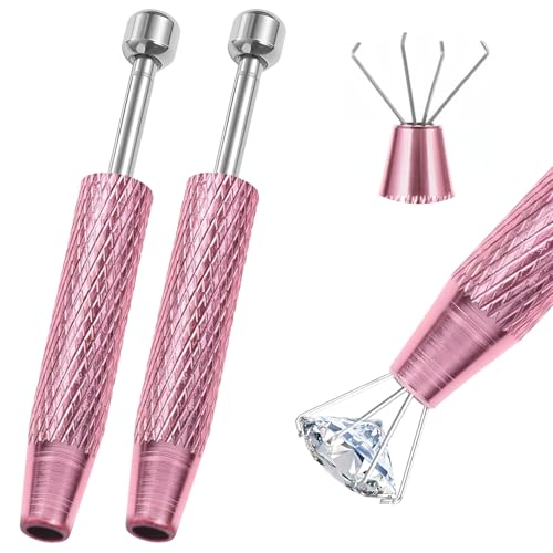 2 PCS Piercing Ball Grabber Tool, 4 - Claw Stainless Steel Jeweler Pick Up Tools,Septum Ball Screw Tool for Piercing Changing/Removal/Holder,Earring Pearl Grabber for Jewelry/Electronic Components - color: 2pcs Pink