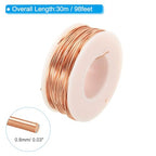 PATIKIL 98.42 Feet Solid Bare Copper Wire,20 Gauge 99.9% Pure Copper Wire 0.8mm Soft Beading Wire Metal Plant Stem Ties for Jewelry Craft (30m) - size: 0.8mm x 98.42ft
