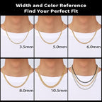 Fiusem 3.5mm Cuban Link Chains for Men, Silver Tone/Black/14K Gold Plated Stainless Steel Necklace Chain, Mens Necklace 16, 18, 20, 22, 24, 26, 28 Inch - size: 22 Inches, style: c.3.5mm width-gold plated