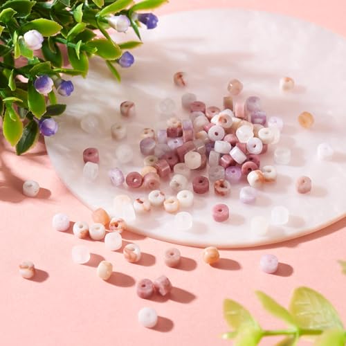 Beadthoven 200Pcs 4mm Flat Disc Gemstone Beads 4 Styles Rhodonite Red Netstone Natural Lepidolite Pink Aventurine Beads Natural Stone Heishi Crystal Spacers for DIY Jewelry Making Bracelets Necklace - color: Flat Disc-Pink, size: 4mm