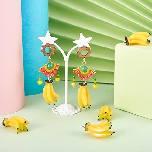 Craftdady Fruit Dangle Charms Pendants Cute Resin Food Pendants Apple Orange Pineapple Strawberry Pendants Lovely Vegetable Mushroom Charms for DIY Craft Earring Bracelet Necklace Jewelry Making - color: Yellow, Banana