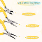 Pliers for Jewelry Making, Jewelry Pliers Set Includes Needle Nose Pliers, Round Nose Plier and Wire Cutters, Jewelry Making Tools for Jewelry Repair, Wire Wrapping, Beading and Crafts - color: Yellow