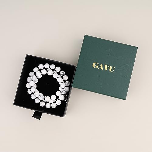 GAVU Hand-knotted Men's Beaded Necklace, Crystal Necklace for Men - color: Howlite, size: 20"