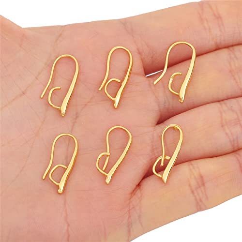 BEADIA 18K Gold Plated Earring Hooks 9x20mm 20pcs for Jewelry Making Findings - size: Hooks 9x20mm