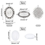 PH PandaHall Pendant Trays Set Wedding Bouquet Photo Charms Antique Silver Memory Charm Pendant Bezels Cabochon Blanks Settings 30x40mm Oval Glass Cabochon for Jewelry Making Wedding Graduation 5Sets - color: Antique Silver Oval - 5 Sets