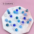 Jmassyang 8mm Briolette Rondelle Faceted AB Crystal Glass Beads for Jewelry Making Bracelets Necklaces Earrings (Blue Mixed, 250pcs) - color: Blue Mixed, size: 6x8mm