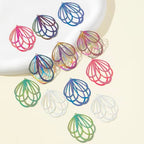 Dazzling Colorful Filigree Charms Hollow Out Multicolor Geometric Filigree Pendants for DIY Jewelry Making Earrings Necklaces Components - color: Flower-1