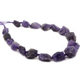 Natural Dark Amethyst Crystal Nugget Raw Graduated Beads Strand 2mm Hole Drilled - color: Dark Amethyst