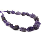 Natural Dark Amethyst Crystal Nugget Raw Graduated Beads Strand 2mm Hole Drilled - color: Dark Amethyst