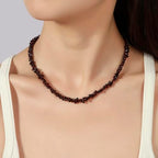 Raw Crystal Necklaces for Women 5-8mm Handmade Natural Stone Necklace Beaded Choker Necklace Healing Crystal Necklace Gemstone Necklace Raw Crystal Beaded Necklace for Her - style: Garnet