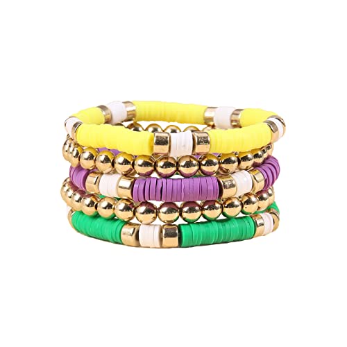 Surfer Heishi Bracelets Set Colorful Preppy Smile Evil Eye Beaded Stretch Bracelets Clay Stackable Boho Disc Party Gifts Y2K Kidcore Aesthetic Summer Beach Bohemian Layering Bracelets Jewelry for Women - style: StyleJ