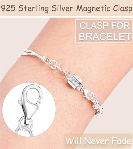 Dailyacc 925 Silver Lobster Magnetic Necklace Clasps and Closures Safety Sterling Silver with 14K Gold Jewelry Converters for Bracelets Chain Extender - color: 8PCS Silver