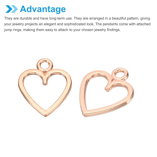 PATIKIL Heart Charm, 100Pcs Mini Heart Circle Pendant Charm Bulk for Jewelry Making Earrings Necklace Wedding Crafts - color: Rose Gold