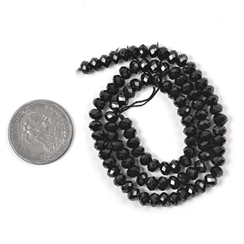 6mm Natural Black Spinel Faceted Rondelle Loose Beads 16 Inch - color: Black Spinel