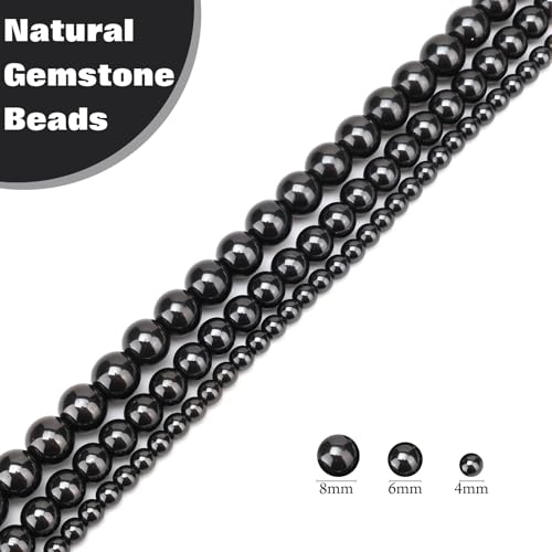 Vinswet 90pcs 4mm Hematite Natural Stone Beads Round Genuine Real Stone Beading Loose Gemstones DIY Smooth Bead for Bracelet Necklace Earrings Jewelry Making - color: Hematite, size: 4mm