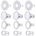 SUNNYCLUE 1 Box 16Pcs Cabochon Ring Blanks Stainless Steel Bezel Ring Blank Silver Antique Sun Flower Adjustable Finger Base Tray Findings Components for Jewelry Making DIY Gifts Accessories Supplies - style: Ring 5